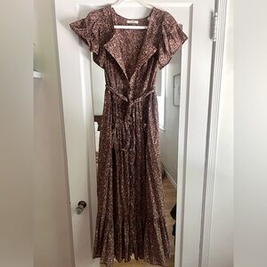 Doen Maria Brown Bloom Garden Dress- MIDI- size Small